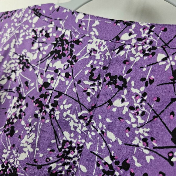 Catherines Purple Floral Blouse Shirt Top Womens 3X Plus 3/4 Sleeve Pretty - Picture 12 of 12